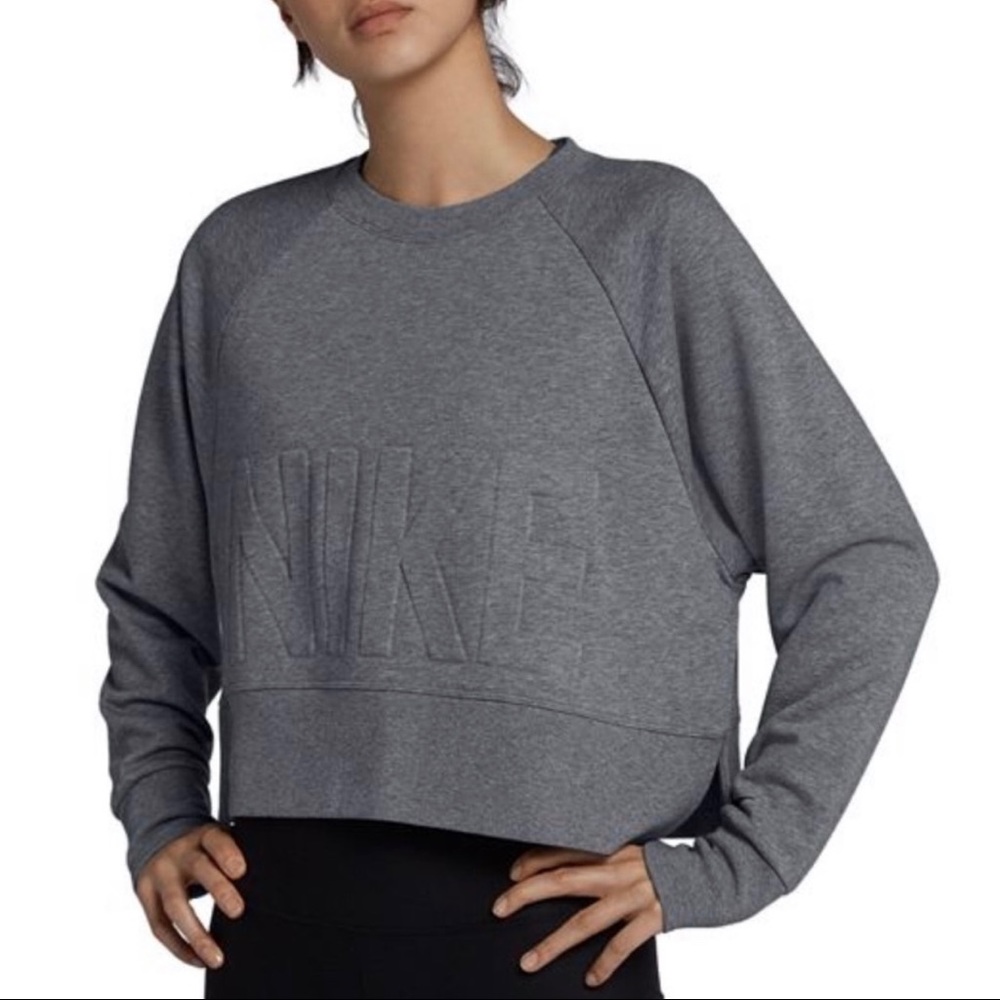 NEW Nike Crop Sweater Gray Medium